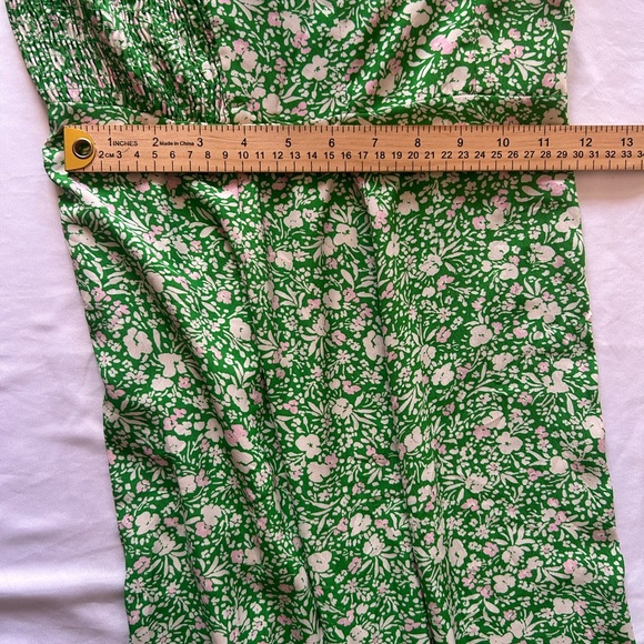 Zara Green Floral Maxi Slip Dress Smocked Back Size XS - Picture 5 of 5